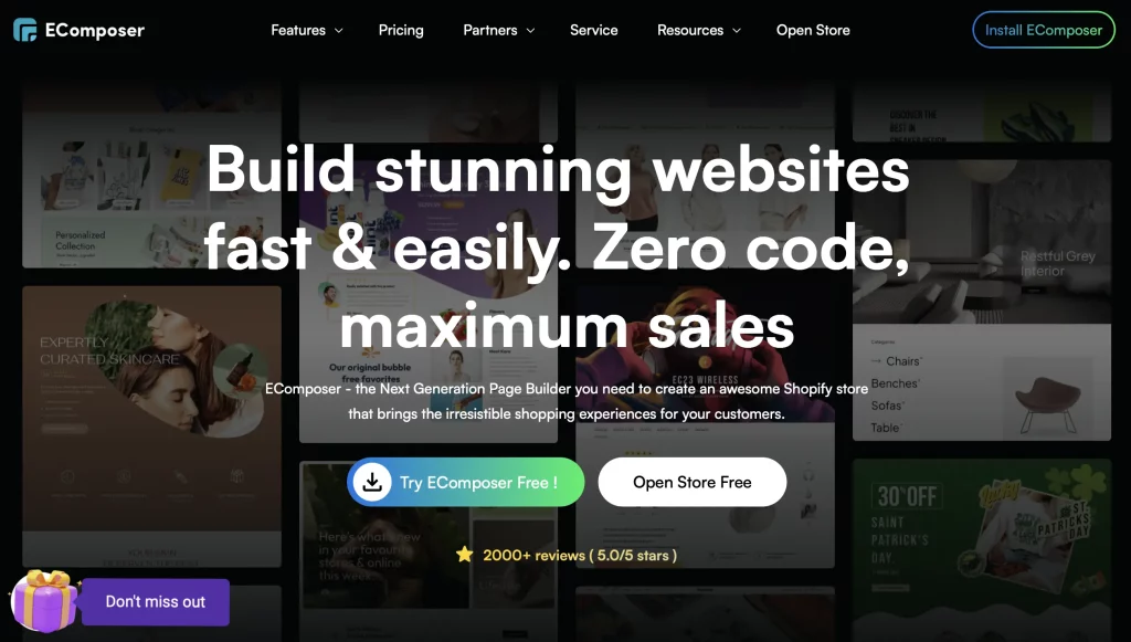 ecomposer shopify builder review, features, pricing & alternatives